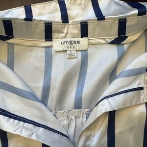 Umgee Navy and White Striped Blouse